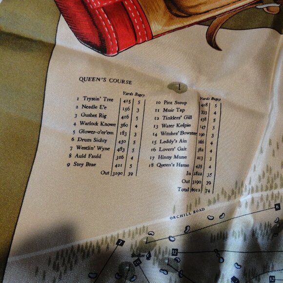 Silk Scarf , Vintage Gleneagles Hotel Golf Course Excellent Condition 30 x 30 - Picture 6 of 12